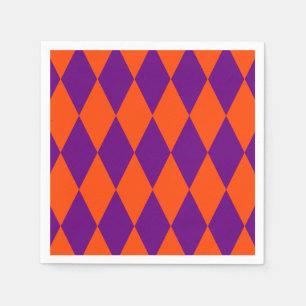 Orange and Purple Harlequin Checkered Design Napkin
