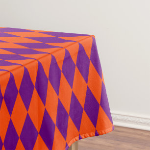 Orange and Purple Harlequin Checkered Design  Tablecloth