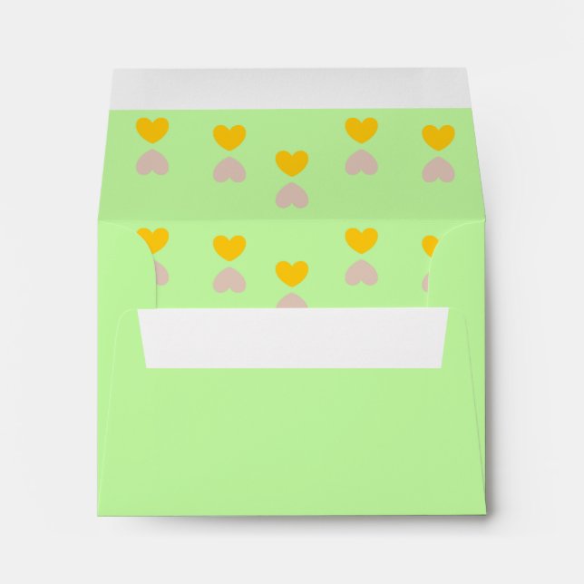 Orange and purple hearts on green envelope (Back (Bottom))