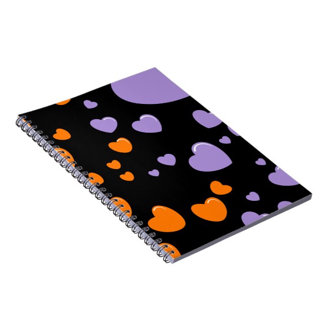 orange and purple hearts polka dots notebook (Right Side)