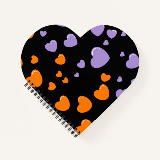 orange and purple hearts polka dots notebook
