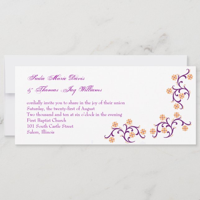 orange and purple invitation (Front)
