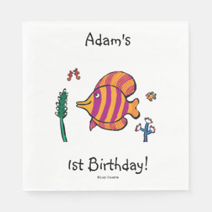 Orange and Purple Tropical Fish with Seahorses Napkin