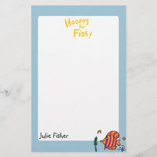 Orange and Purple Tropical Fish with Seahorses Stationery