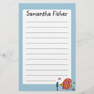 Orange and Purple Tropical Fish with Seahorses Stationery