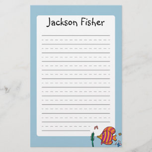 Orange and Purple Tropical Fish with Seahorses Stationery