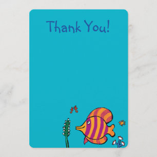 Orange and Purple Tropical Fish with Seahorses Thank You Card
