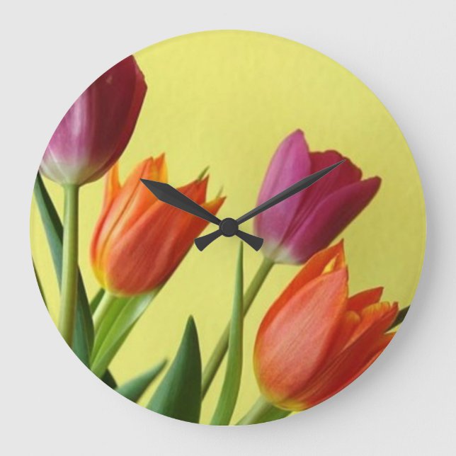 Orange and Purple Tulips Clock (Front)
