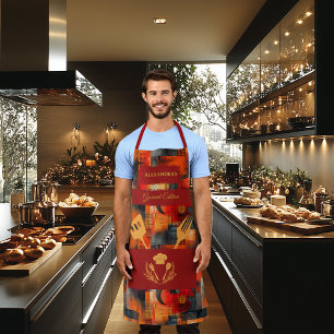 Orange and Red Abstract Apron - Bold Monochrome