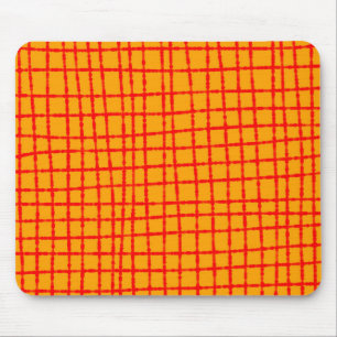 Orange and Red Check Pattern Stylish Functional Mouse Mat
