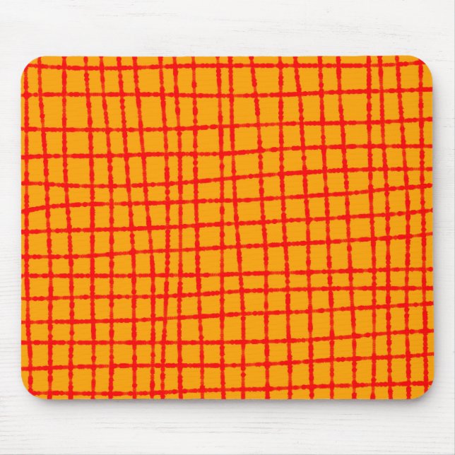 Orange and Red Check Pattern  Stylish Functional  Mouse Mat (Front)