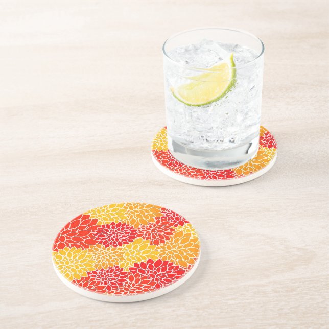 orange and red dahlias  coaster (Side)