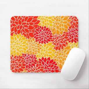 orange and red dahlias mouse mat