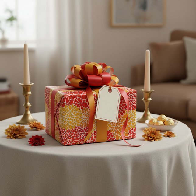 orange and red dahlias  wrapping paper (Creator Uploaded)