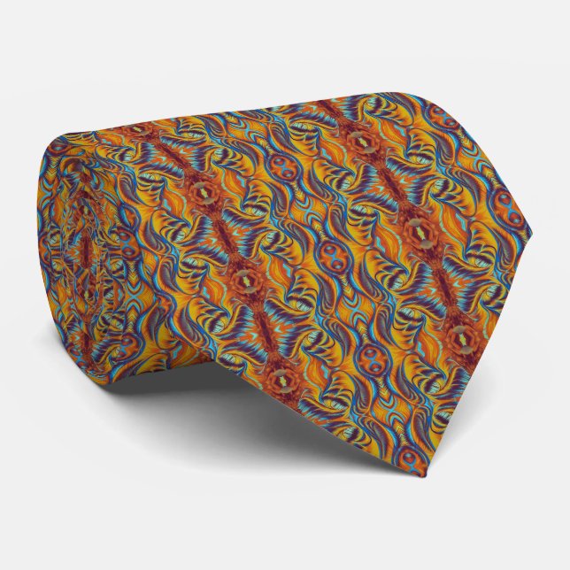 Orange and Red Fire Neck Tie (Rolled)