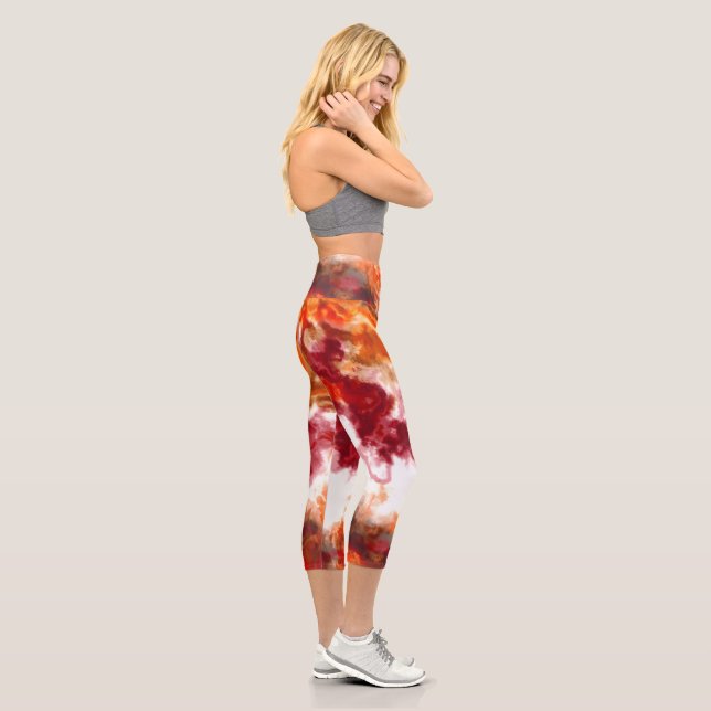 Orange and Red Marble Capri Leggings (Right)