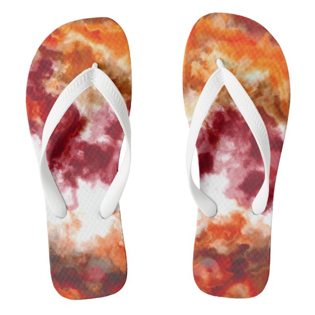 Orange and Red Marble Flip Flops (Footbed)