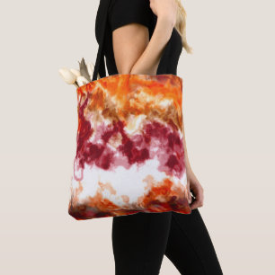 Orange and Red Marble Tote Bag