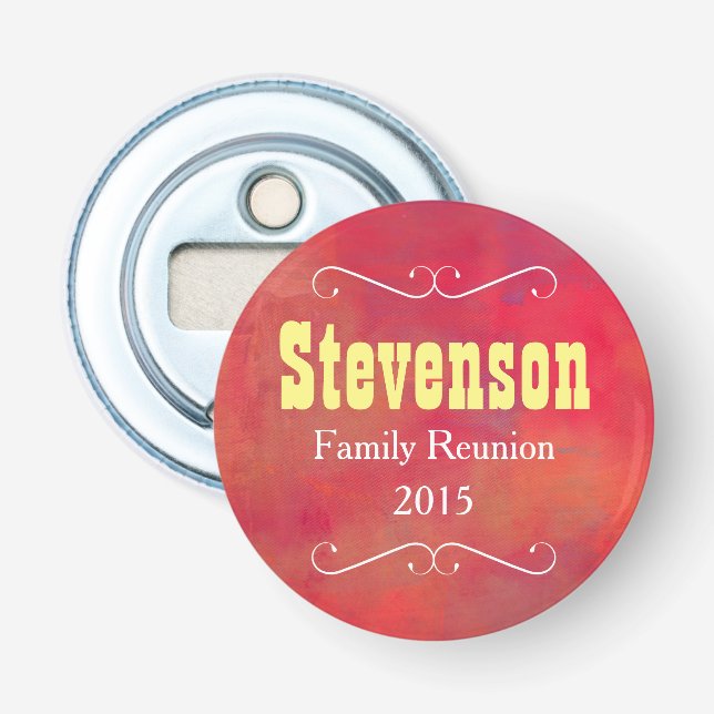 Orange and Red Paint Abstract Family Reunion Bottle Opener (Front)