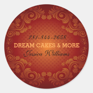 Orange And Red Retro Swirls Classic Round Sticker