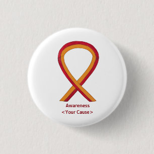 Orange and red Ribbon Awareness Button Pins