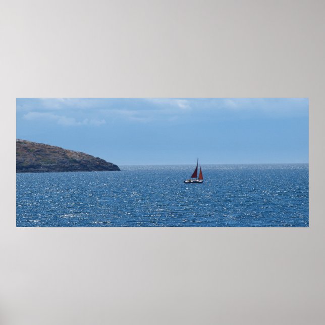 Orange and Red Sail Boat Print (Front)