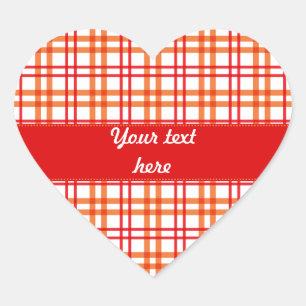 Orange and Red Tartan Heart Sticker