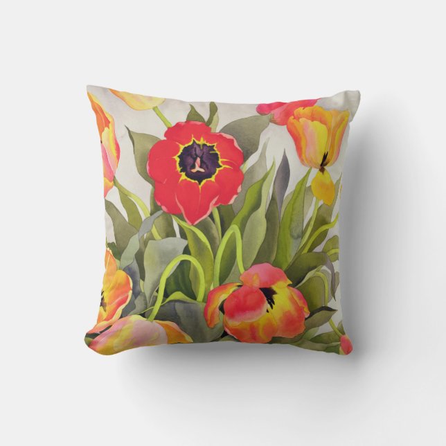Orange and Red Tulips Cushion (Front)