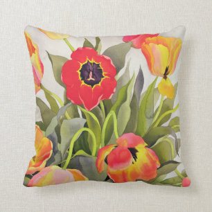 Orange and Red Tulips Cushion