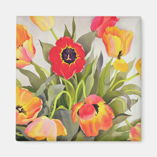Orange and Red Tulips Magnet