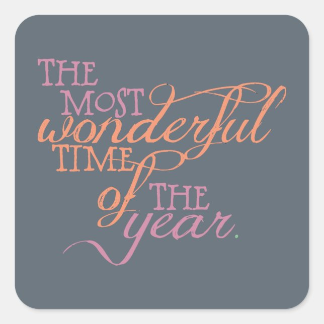 Orange and Rose Most Wonderful Time Stickers (Front)