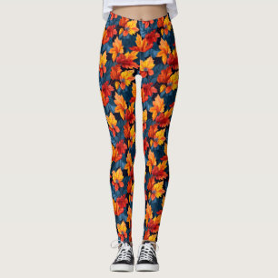 Orange and Russet Autumn Leaves Leggings