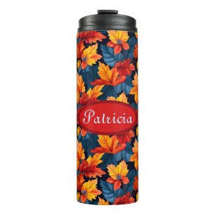 Orange and Russet Autumn Leaves Thermal Tumbler