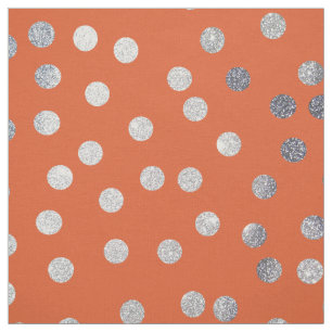 Orange and Silver Glitter City Dots Fabric