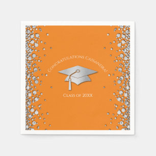 Orange and Silver Graduation Napkin