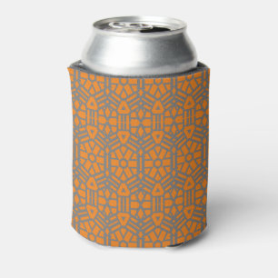 Orange and Silver Unique Pattern Can Cooler