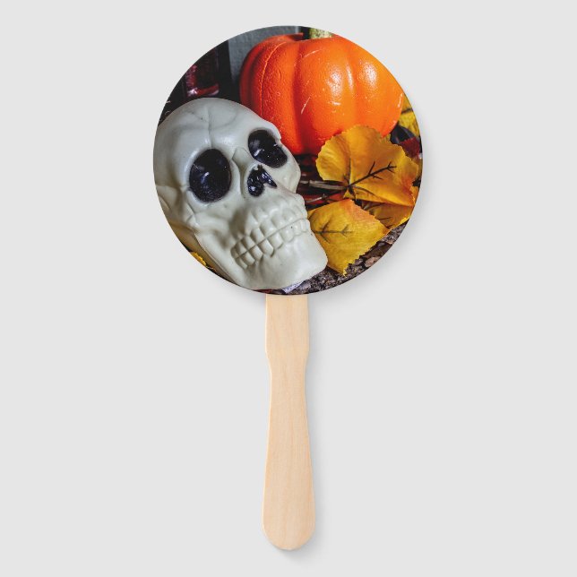 Orange and Skull Hand Fan (Front)