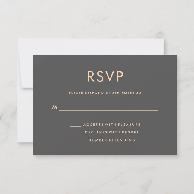 Orange and Smoky Grey | World Map Wedding RSVP Card (Front)