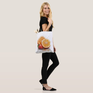 Orange and strawberry tote bag