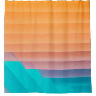 Orange and teal illustration shower curtain