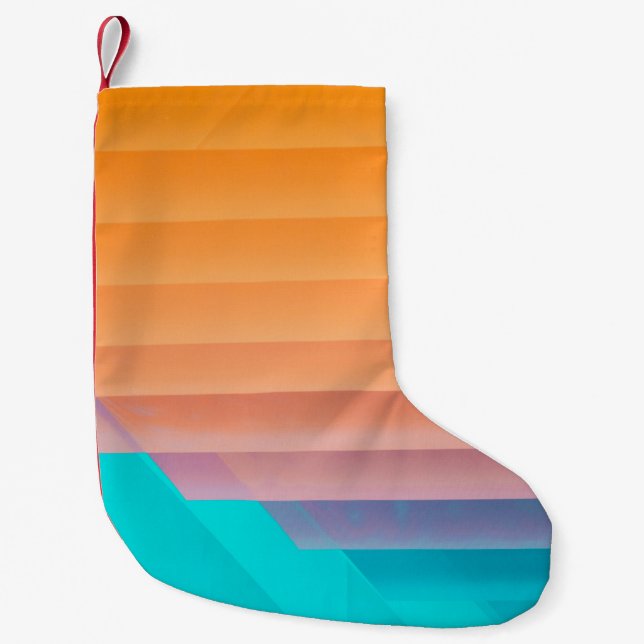 Orange and teal illustration small christmas stocking (Front)