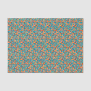 Orange and Teal Layered Scrolls Tissue Paper