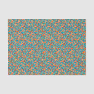 Orange and Teal Layered Scrolls Tissue Paper
