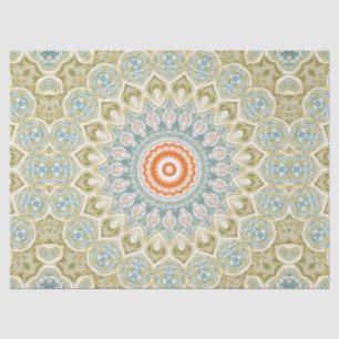 Orange and Teal Mandala Pattern with Gold Accents Tissue Paper
