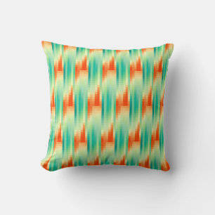 Orange and Teal Mosaic Pattern Cushion