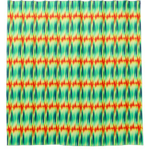 Orange and Teal Mosaic Pattern Shower Curtain