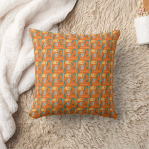 Orange and Teal Pattern Throw Pillow