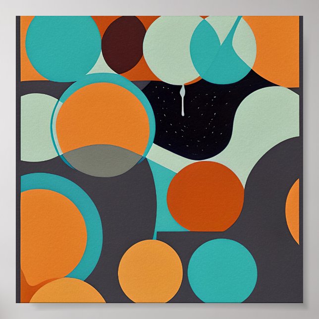 Orange and teal retro circles poster (Front)