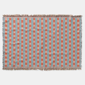 Orange and Teal Striped Floral  Throw Blanket