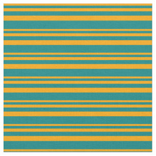 Orange and Teal Stripes Pattern Fabric